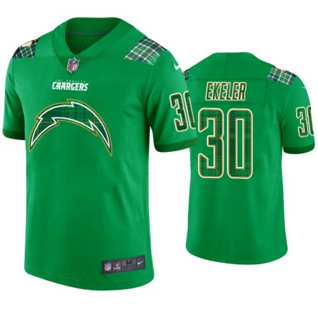 Maillot Homme Los Angeles Chargers Austin Ekeler 30 Kelly Vert St. Patricks Day